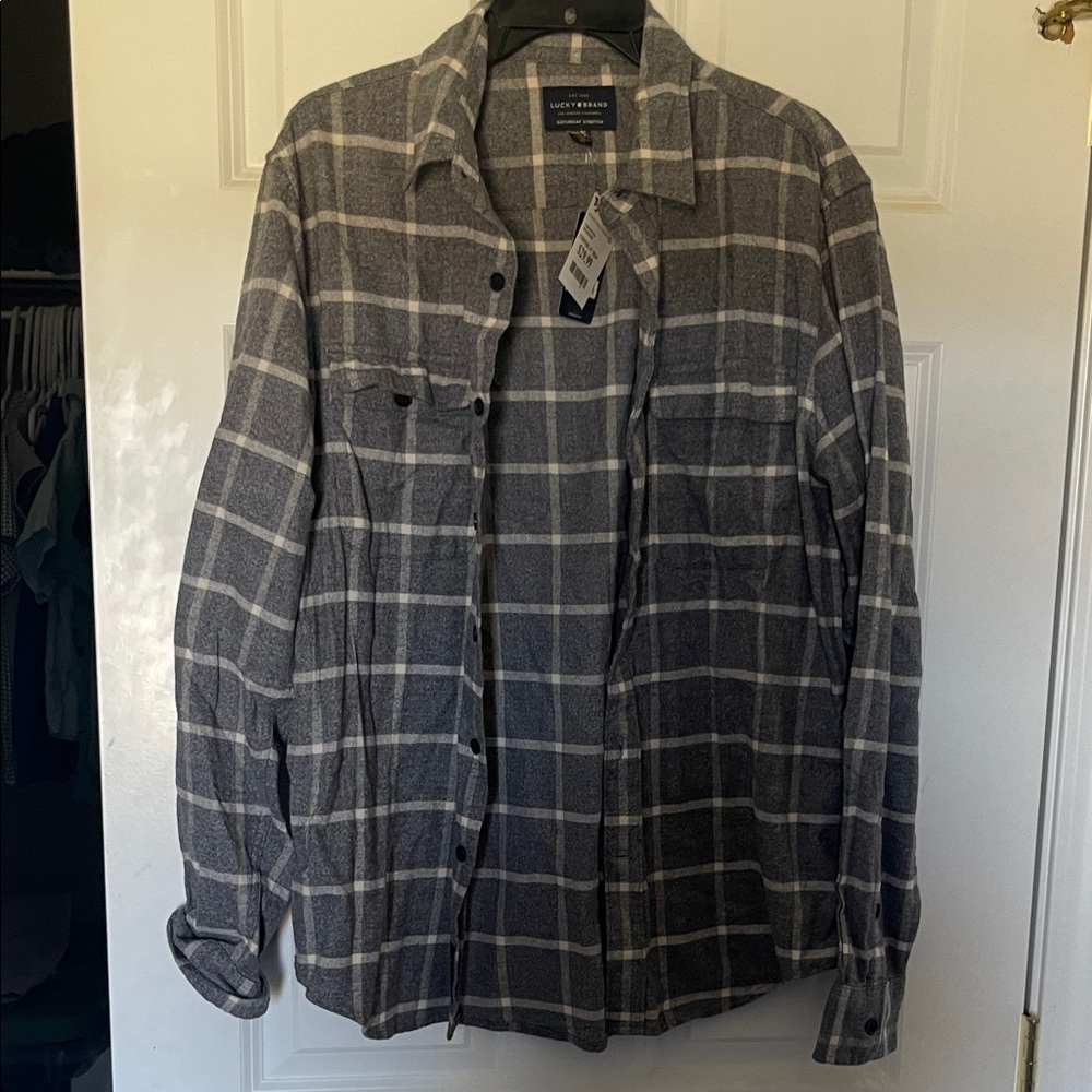Lucky Brand Gray Checkered Men's Shirt Jacket